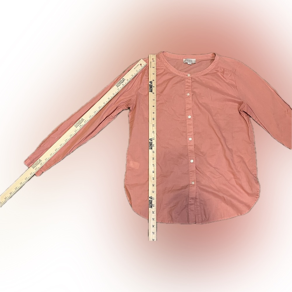 LOFT by Ann Taylor Peachy Pink Mandarin Collar Button Down Top size S - Picture 6 of 12